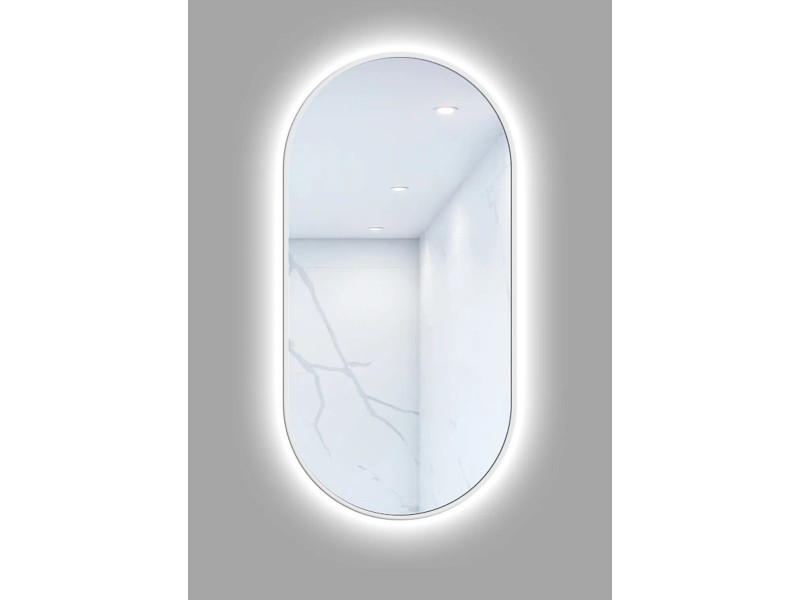 Lustro z LED Oval Line biała rama 100x50