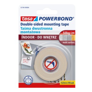 Tesa Powerbond dwustronna taśma montażowa do wnętrz, rolka 1,5 m.
