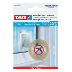 Taśma montażowa Tesa Powerbond do szkła, transparentna, 1,5m x 19mm.