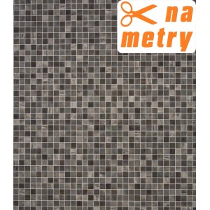 Wykładzina PCV z wzorem mozaiki w odcieniach szarości i brązu.