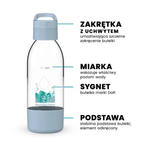 Dafi Butelka do saturatora PushAir Rośliny lazurowa z uchwytem - 0,5 l