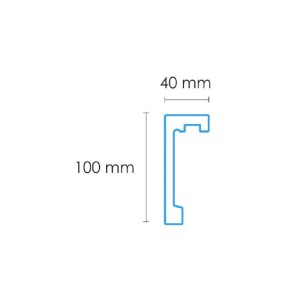 Rysunek profilu karnisza t.b.t. o wymiarach 40 x 100 mm.
