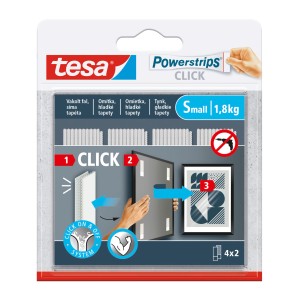 Tesa Powerstrips Click, samoprzylepne haczyki do łatwego montażu przedmiotów do 1,8 kg.