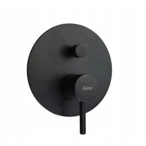 Czarny podtynkowy zestaw prysznicowy Rea z okrągłym designem.