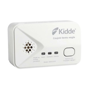 Biały czujnik tlenku węgla Kidde, ważny sygnalizator alarmowy dla bezpieczeństwa w domu.
