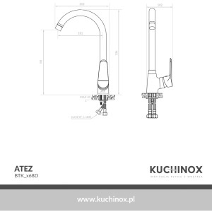 Kuchinox Bateria zlewozmywakowa stojąca wylewka U Atez chrom