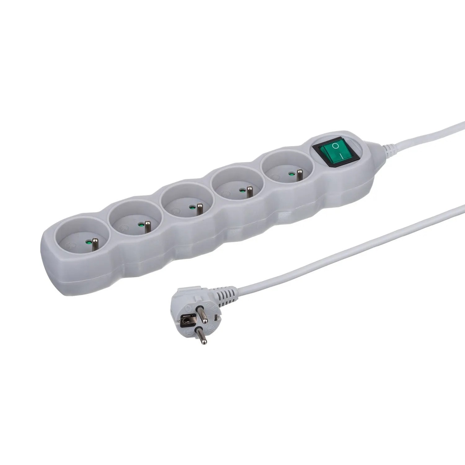 Düwi Przedłużacz listwowy 5-gniazdowy z włącznikiem 2P+Z 3x1,0mm2 szary 5 m