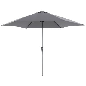 Antracytowy parasol ogrodowy, Ø 300 cm, z mechanizmem korbowym ułatwiającym otwieranie i zamykanie.