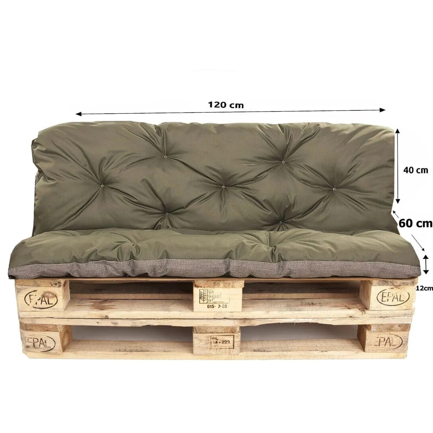 Setgarden Enkel Poduszka na palety 120x60 + 120x40 cm Zielona_3