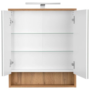 Astor Szafka lustrzana biała i kinkiet LED IP44 60x70x14 cm