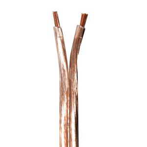 Przezroczysty przewód głośnikowy 2 x 1,5 mm² sprzedawany na metry do zastosowań audio.