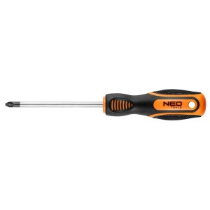 Śrubokręt z pomarańczowo-czarną rękojeścią NEO Tools.