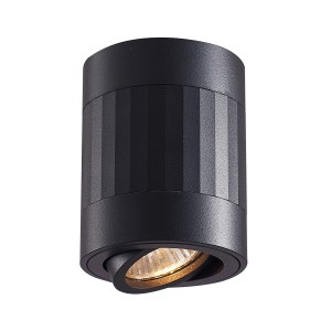 Czarny Spoty t.b.t. reflektor sufitowy z obrotową głowicą.