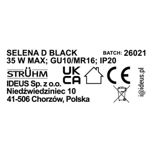 Struhm Lampa podtynkowa SELENA D 1xGU10/MR16 35W 9x9cm czarna