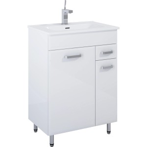 Szafka pod umywalkę Maximus EVE, biały połysk, szerokość 60 cm. Meble łazienkowe z miejscem do przechowywania.