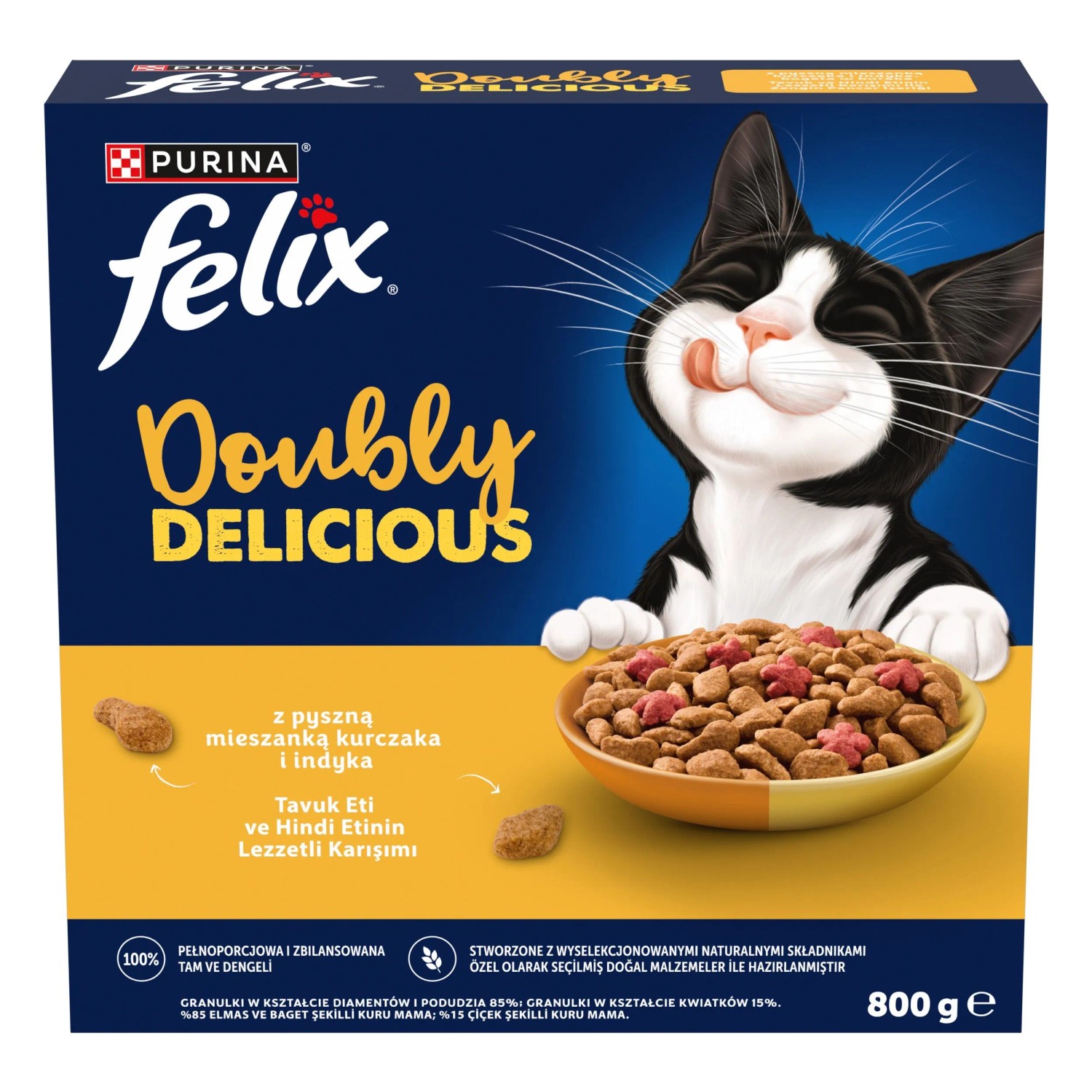 Felix Doubly Delicious Sucha karma dla kotów, kurczak i indyk, buraka 800 g