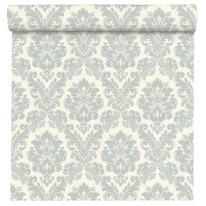 Tapeta flizelinowa Rasch Trianon XIII 570533 z niebieskim ornamentem, widok rolki.