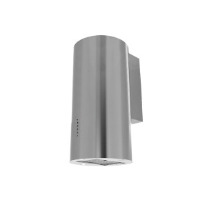 Cylindryczny okap ścienny ze stali nierdzewnej do kuchni.