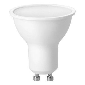 Biała żarówka LED t.b.t. GU10 do użytku wewnętrznego.
