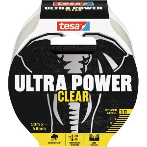 Tesa Ultra Power Clear taśma naprawcza, 10 m x 48 mm, transparentna do niewidocznych napraw.