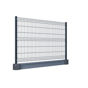 Szary panel ogrodzeniowy ze słupkami i podstawą do ogrodu.