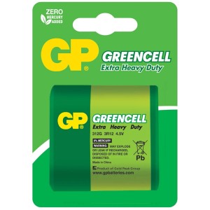 Zielona bateria GP Greencell, 4.5V, w opakowaniu. Bateria do różnych zastosowań.