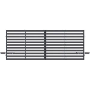 Brama ogrodzeniowa metalowa t.b.t., pozioma, nowoczesna.