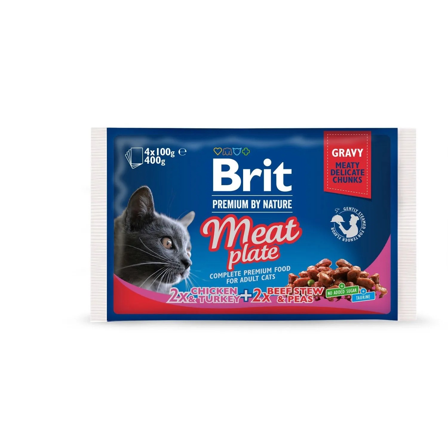 Brit Premium by Nature Pouches Meat Plate Mokra karma dla kotów 4x100 g