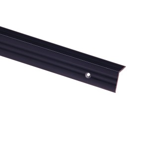 Czarny profil krawędzi schodów z tworzywa sztucznego, kształt L, 20x25x1000 mm.