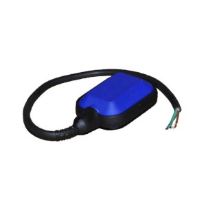 Niebieski wyłącznik pływakowy do pomp i instalacji wodociągowych.