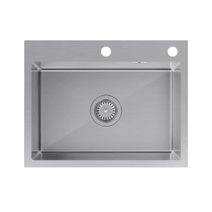 Zlewozmywak t.b.t. ze stali nierdzewnej, widok z góry