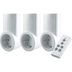 Zestaw włączników bezprzewodowych, 4-częściowy, biały: 3 włączniki i 1 pilot do sterowania domem.