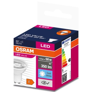Żarówka LED GU10 Osram w pudełku, 4.5W, Cool White