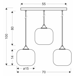Candellux Lampa wisząca ESTAS czarna 3xE27 40W klosz bursztynowy