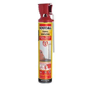 Puszka pianki montażowej Soudal do okien i drzwi.