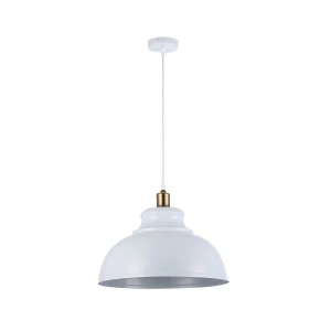 Biała lampa wisząca w stylu industrialnym do wnętrz.