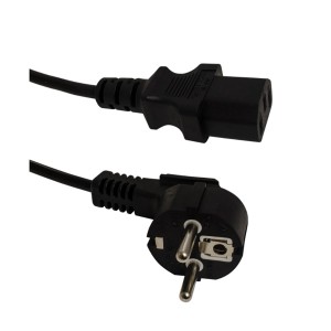 Czarny kabel zasilający do komputera i urządzeń multimedialnych z wtyczką Schuko.