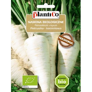 Zbliżenie na ekologiczne nasiona pietruszki korzeniowej.