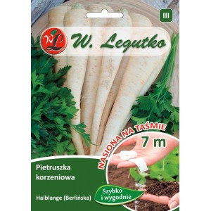 Taśma nasienna pietruszki 'Halblange Berlińska', 7m. Idealna do uprawy warzyw w ogrodzie.