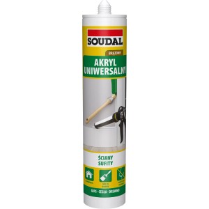 Karton Soudal Universal Akryl, odpowiedni do ścian i sufitów.