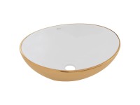 Umywalka Sofia nablatowa ceramiczna biało-złota