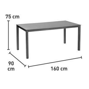 Prostokątny stół ogrodowy Harris antracytowy, 160x90 cm, idealny do użytku na zewnątrz.