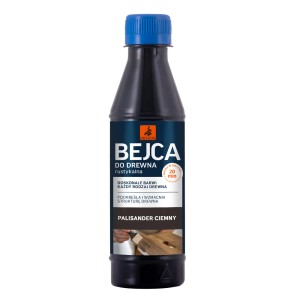 Butelka ciemnej bejcy do drewna, kolor palisander.