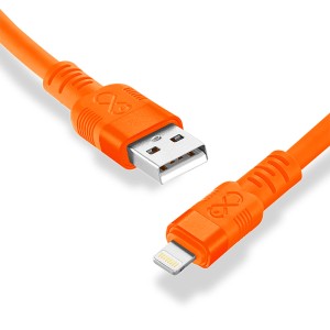 Pomarańczowy kabel do ładowania t.b.t. z USB i złączem Lightning do akcesoriów do telefonów komórkowych.