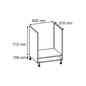 Rysunek techniczny szafki t.b.t. z wymiarami do planowania.