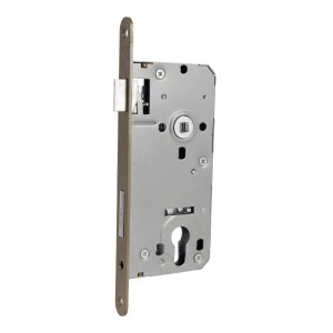 Zamek wpuszczany do drzwi, widok szczegółowy.