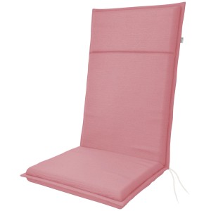 Różowa poduszka na krzesło ogrodowe dla wysokiego komfortu siedzenia na zewnątrz.