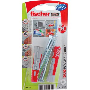 Fischer Duopower uniwersalne kołki rozporowe, 12 mm, 2 sztuki. Kołki do bezpiecznego mocowania w różnych materiałach.