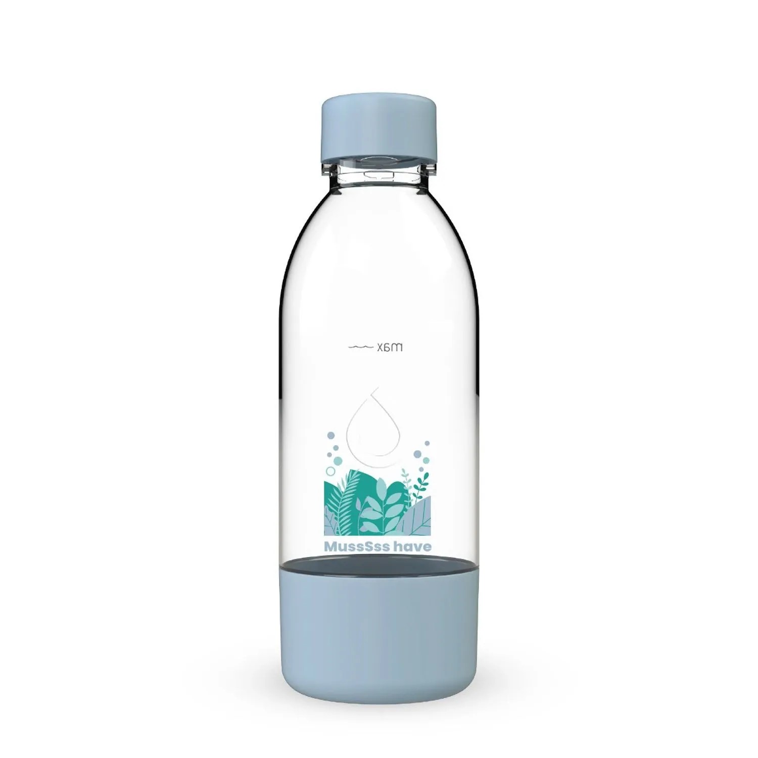 Dafi Butelka do saturatora PushAir Rośliny lazurowa z uchwytem - 0,5 l
