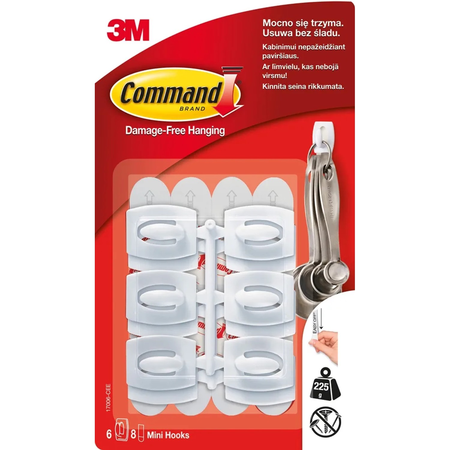 3M Command Haczyki wielokrotnego użytku do 225 g  6 szt.